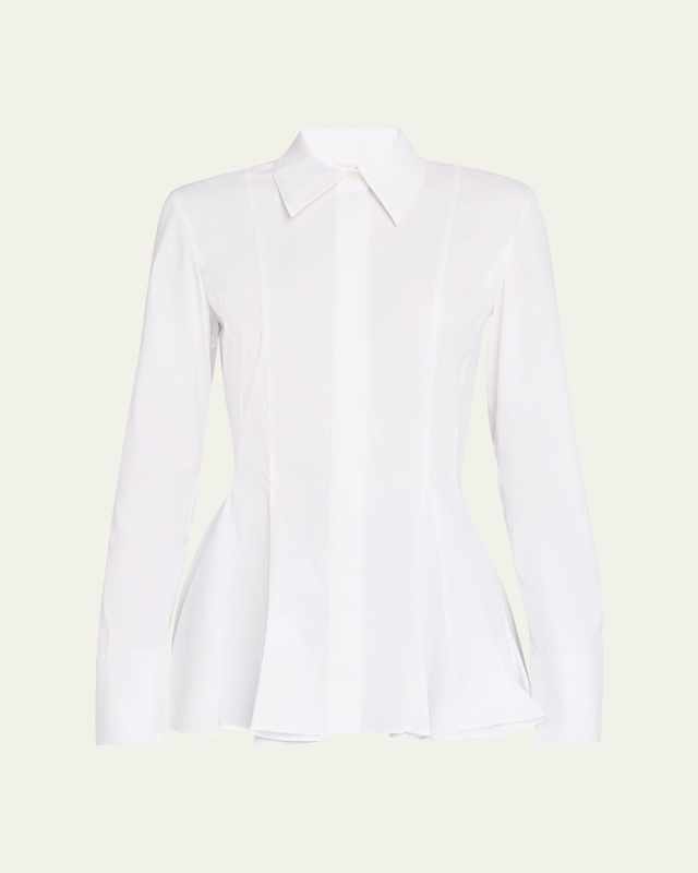 Button-Down Godet Peplum Shirt
